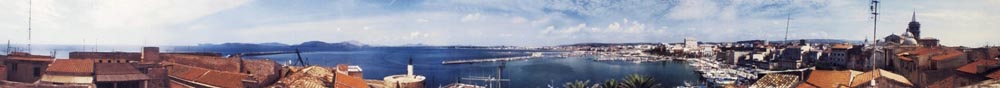 houses bay water scenic panoramic italy rooftops buildings houses ocean blue white red brown tan sky clouds nature panoramics