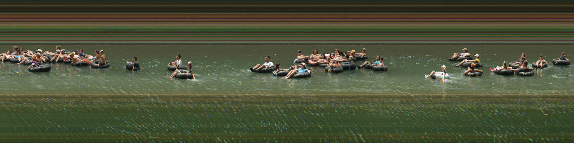 older slitscan river tubers toobers green floating water tubes peopleinner tube swim relax green red purple fun bizarre x time dimensional exchange