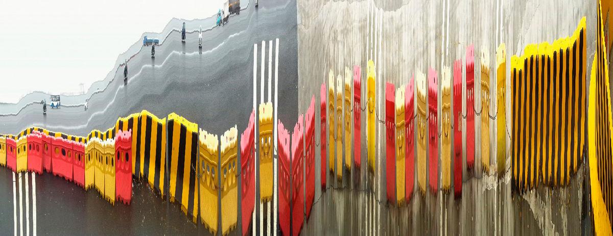 slitscan traffic china yellow red